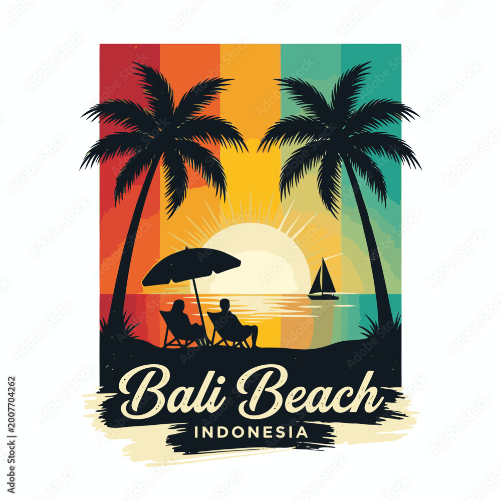 Fototapeta premium Bali beach silhouette vector image