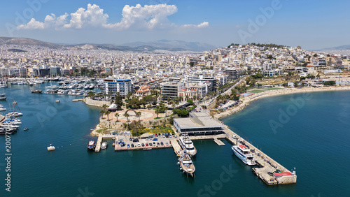 Aerial drone photo of famous round Marina and port of Zea in the heart of Piraeus, Attica, Greece