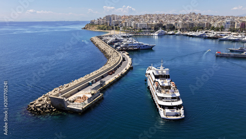 Aerial drone photo of famous round Marina and port of Zea in the heart of Piraeus, Attica, Greece