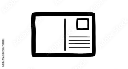 Hand Drawn Postcard Icon Vector Illustration