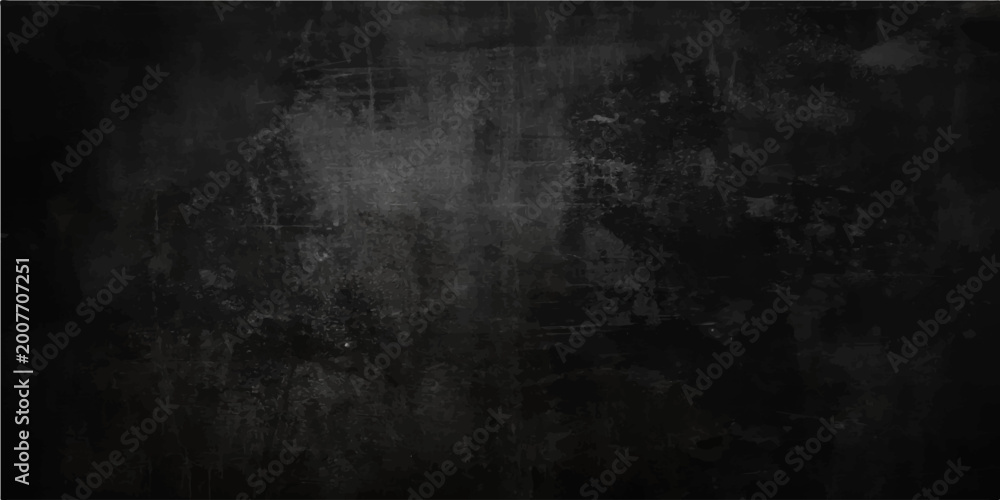 Naklejka premium A dark aged concrete wall texture with a black vintage grunge background effect provides a blank dirty surface for an old chalkboard backdrop design