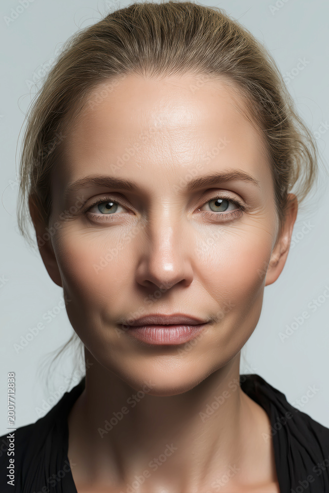 Obraz premium Sophisticated Mature Woman In A Black Outfit Posing For A Studio Portrait