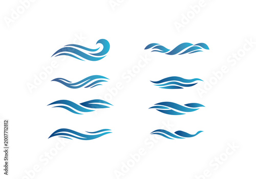 Wave line art logo Collection design element  Stylized Wave logo vector editable Design