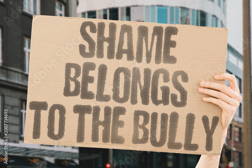 Bild auf Leinwand "Shame Belongs To The Bully" Misdirected victim-blame prevents accurate assignment of responsibility for peer aggression