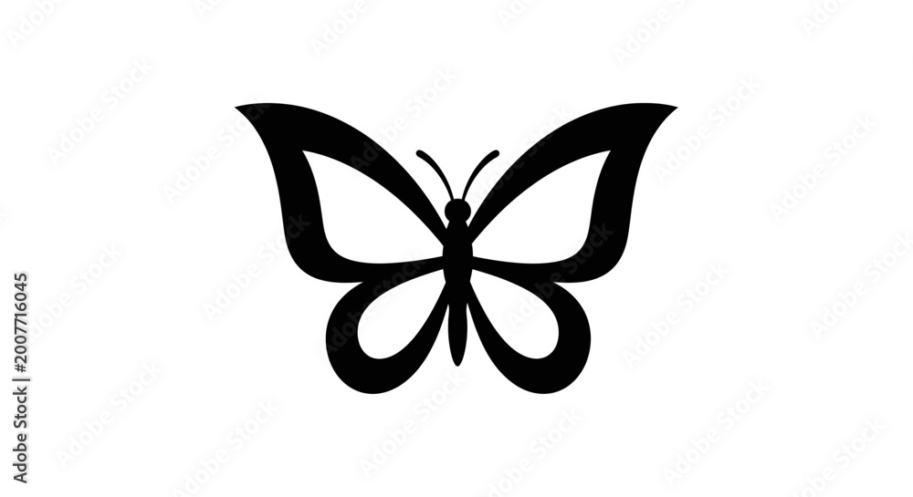 Obraz premium Black Butterfly Silhouette Icon Graphic.