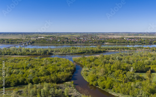 The unique and beautiful Mazovia region. The Bzura River flows into the Vistula and the town of Wyszogród on the other bank.