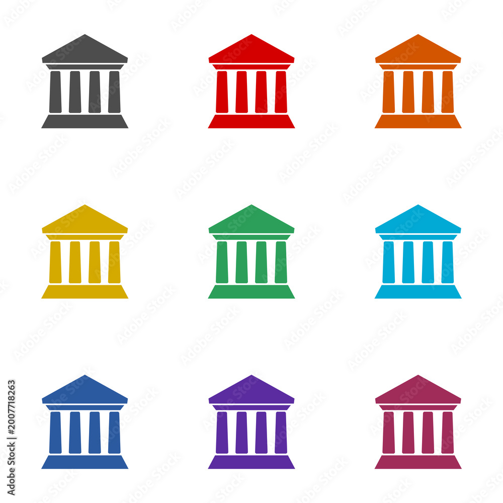 Fototapeta premium Old Building Bank icon isolated on white background. Set icons colorful