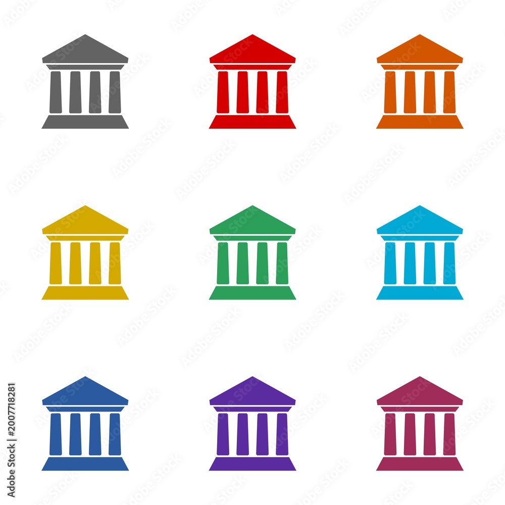 Fototapeta premium Old Building Bank icon isolated on white background. Set icons colorful