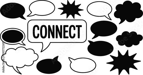 Speech Bubble Collection Comic Style Chat Icons Set