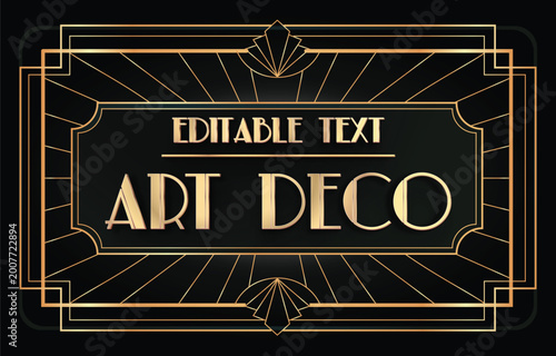 luxury vintage frame art deco style font editable text