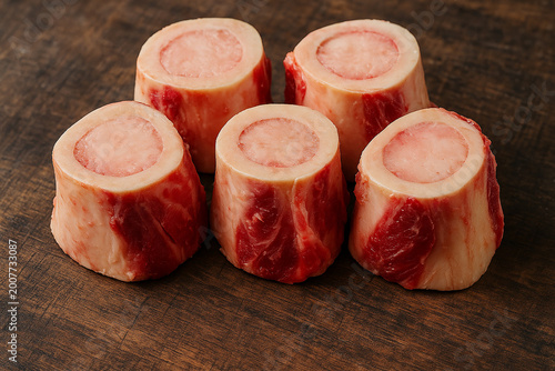 Raw Marrow bone beef for making broth stock photo 
