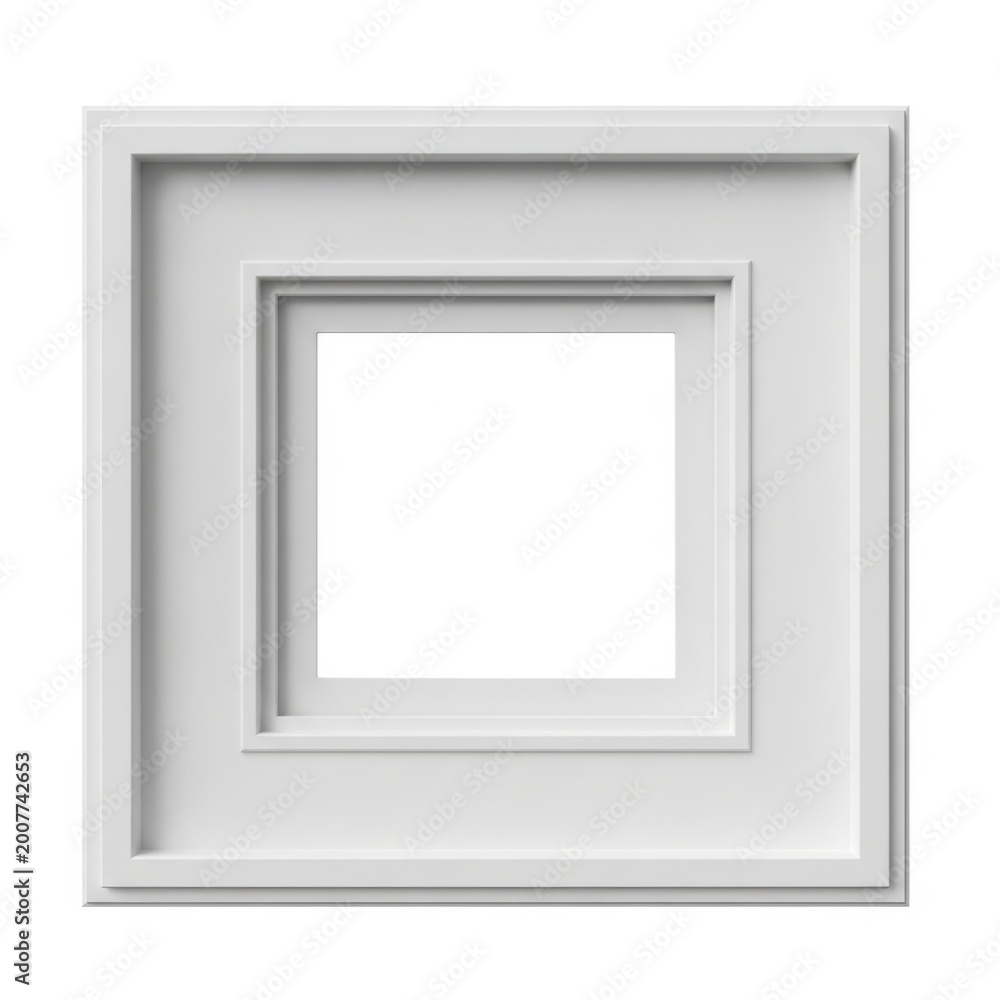 Fototapeta premium Concentric Square Frames Mockup, White Bordered Empty Space