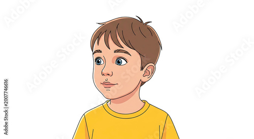 Young Boy Cartoon Character Portrait.