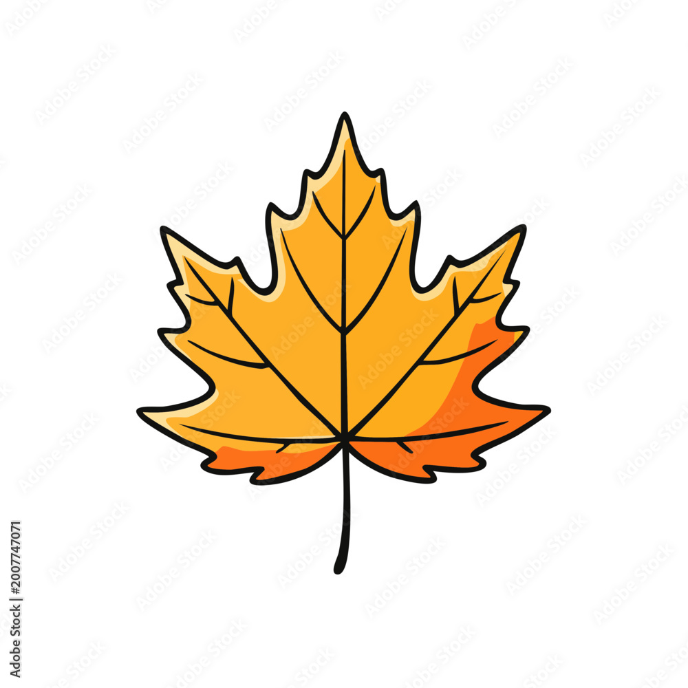 Obraz premium Simple Stylized Autumn Maple Leaf Illustration in Warm Orange Tones