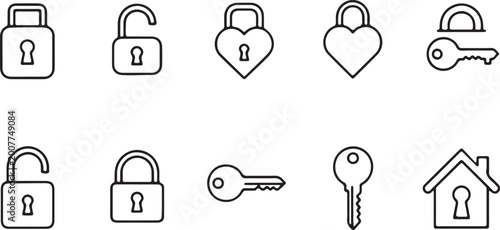 Set of lock and key icons