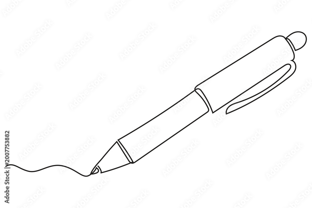 Fototapeta premium Simple Ballpoint Pen One Line Art – Clean Outline Vector Illustration