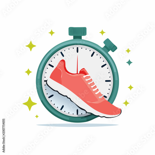Running shoe and stopwatch icon for fitness and speed performance