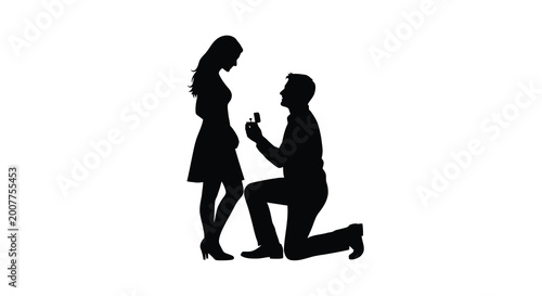 Tableau sur toile man proposing to woman romantic moment silhouette