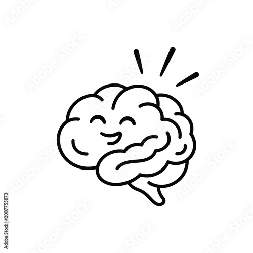 Foto A cartoon brain with a smiling face and a burst of light