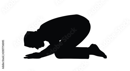 Fotografia kneeling person in prayer pose black silhouette