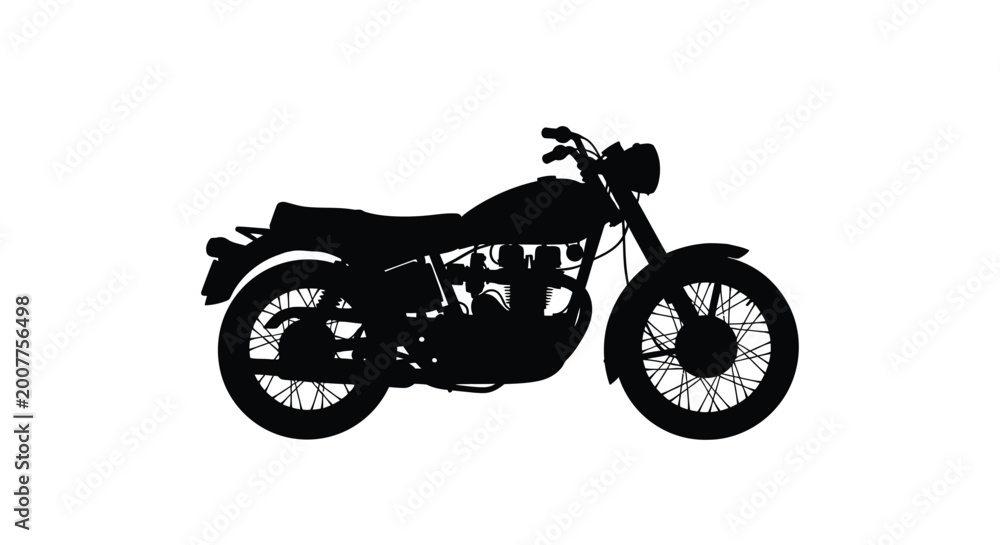 Fototapeta premium Classic motorcycle side view black silhouette high quality