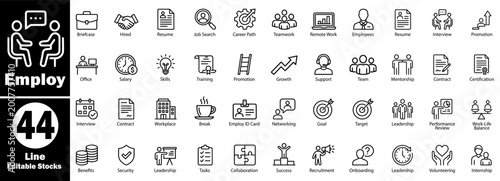 Konstfotografi Employ line icon set