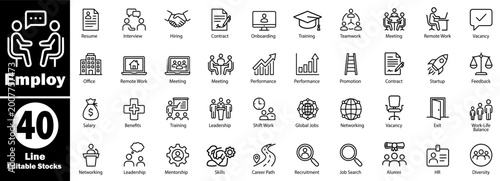 Canvastavla Employ line icon set