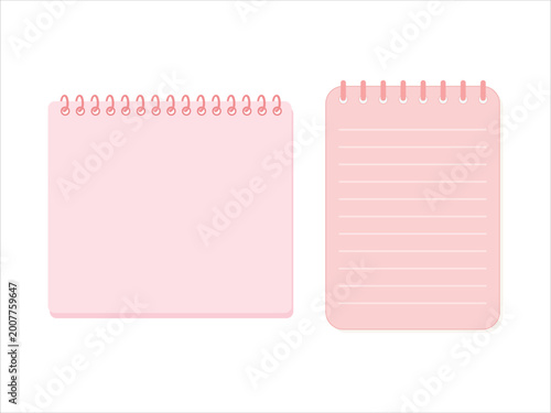 Spiral notebook pages for planning and notes.