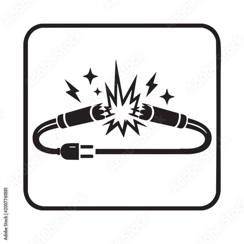 Foto Damaged electrical cable sparking and short circuiting