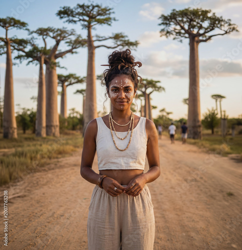 young woman in baobab alley
