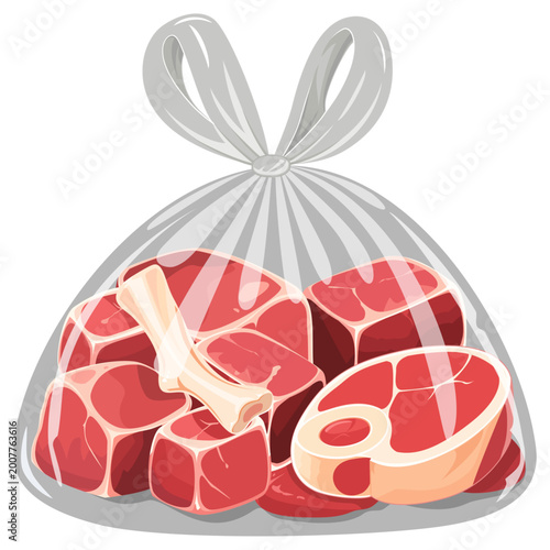 Fresh Qurban or Sacrificial Meat in Plastic Bag – Idul Adha