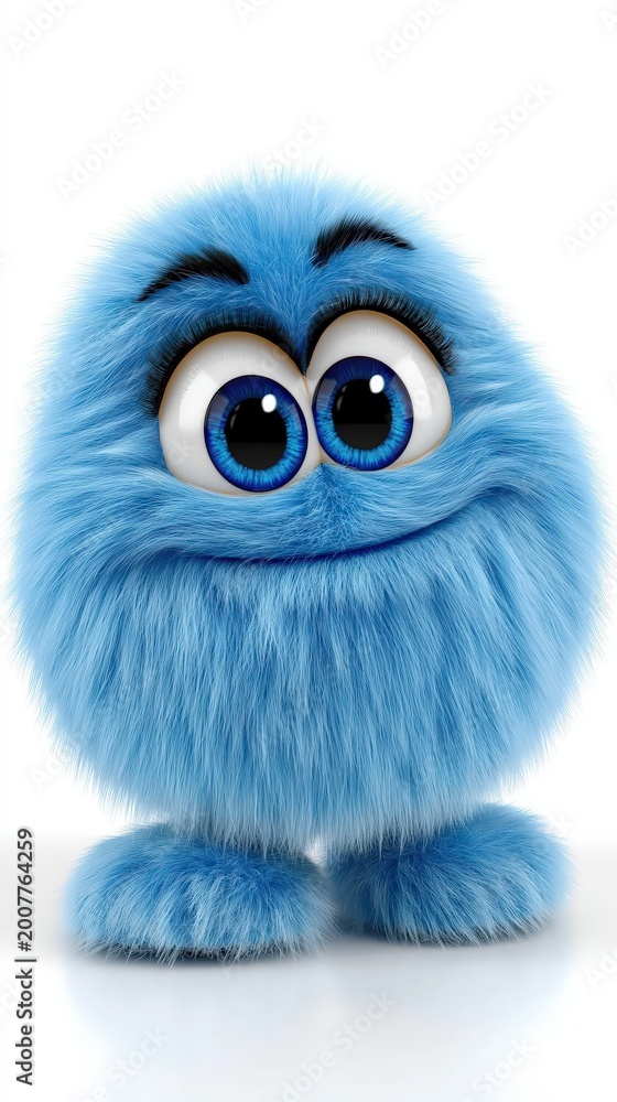 Fototapeta premium Blue Fuzzy Stuffed Animal with Big Eyes