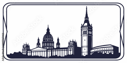 Billede på lærred Historic european city skyline with cathedral dome and spire landmark buildings