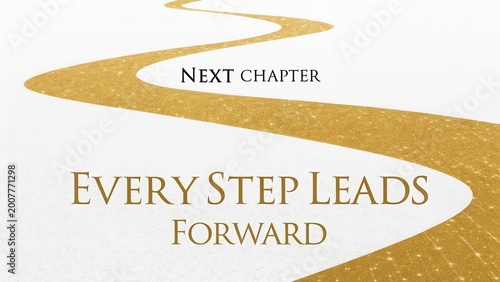 Golden path curves towards next chapter every step leads forward