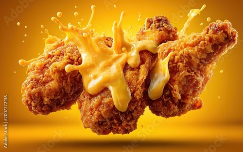 Delicious Fried Chicken with Cheese Drizzle