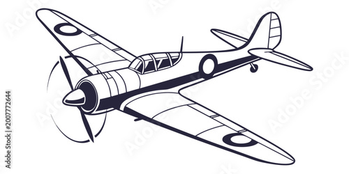 Canvas-taulu Wwii fighter airplane graphic illustration single engine classic plane hawker hu