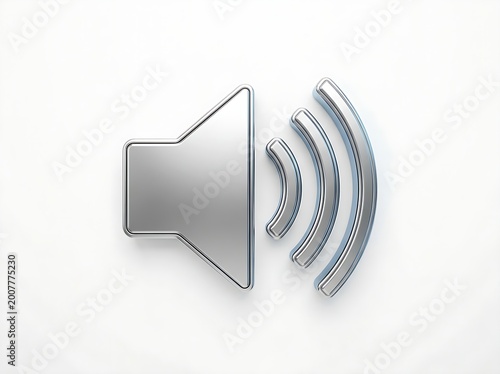 Minimalist, high-definition 3D volume icon in polished silver, designed for clean tech branding and digital media projects.
