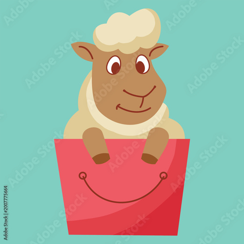 vector cute character sheep symbol of the year, kids style