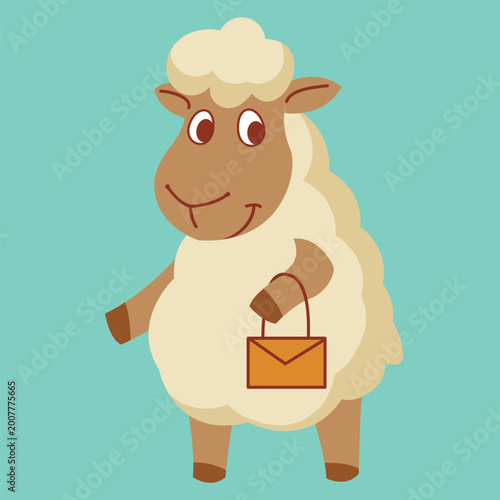 vector cute character sheep symbol of the year, kids style