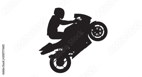 Foto Motorcycle with rider in action black silhouette
