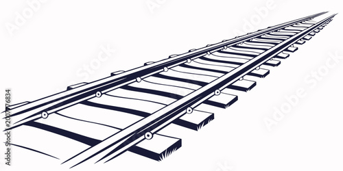 Foto Perspective view of a straight railroad track illustration showing the details o