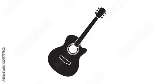 Fotografía Acoustic guitar silhouette on a white background