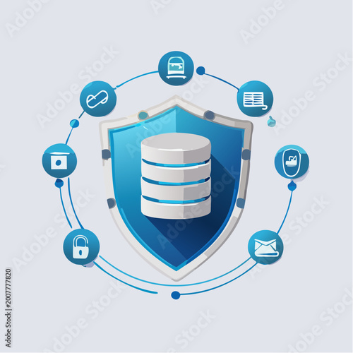 Data Security and Database Protection Concept Vector Illustration
