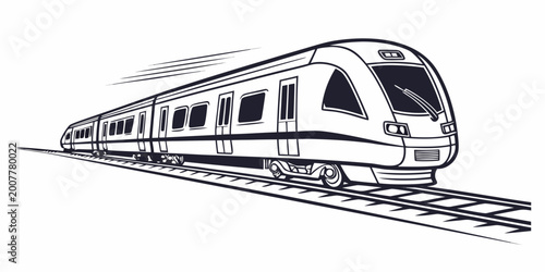 Tableau sur toile Dynamic high-speed modern passenger train in motion on railway tracks, conceptua