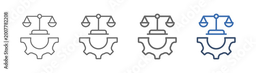 
outline icon set legal service with gear and scale design