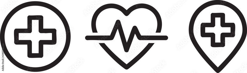 Obraz premium Three healthcare medical cross icon design