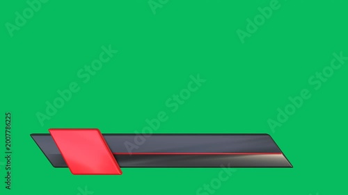 Animated 3D Lower Third Graphic Bar Popping and Sliding on Green Screen for Broadcast. 3D Rendering.