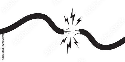 Photos Short Circuit and Electrical Fault Icons Set – Broken Wire, Power Failure, High