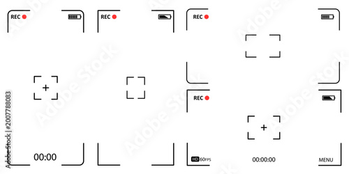 Fotografija Digital Video Camera Viewfinder Interfaces Set