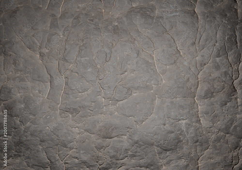 Fototapeta premium Grey dry cracked earth or clay soil texture, 3D render background